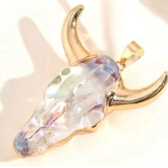 “Crystal Bull” Horned Gothic Skull Cow Heifer Longhorn Western Country Bracelet - Picture 5 of 9